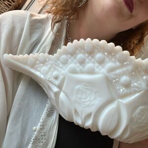 Milkglass Bowl Large Hairline Crack